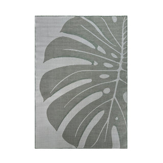 Gray rug with leaf pattern on a white background