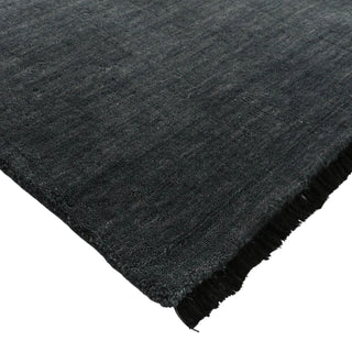 Close-up of a textured black rug on a white background