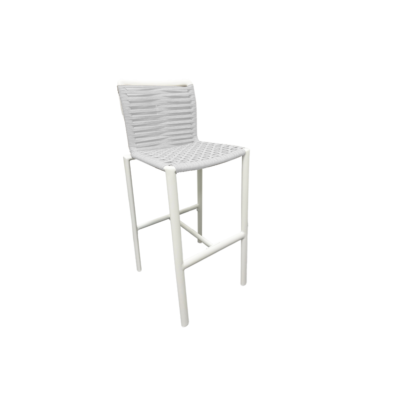 Sicily Outdoor Bar Chair with Sling Rope Seat in White