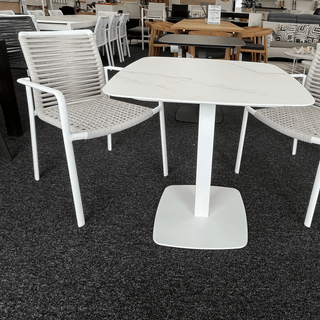 Sicily Outdoor Dining chair white frame with beige sling