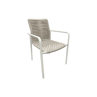 Sicily Outdoor Dining chair white frame with beige sling