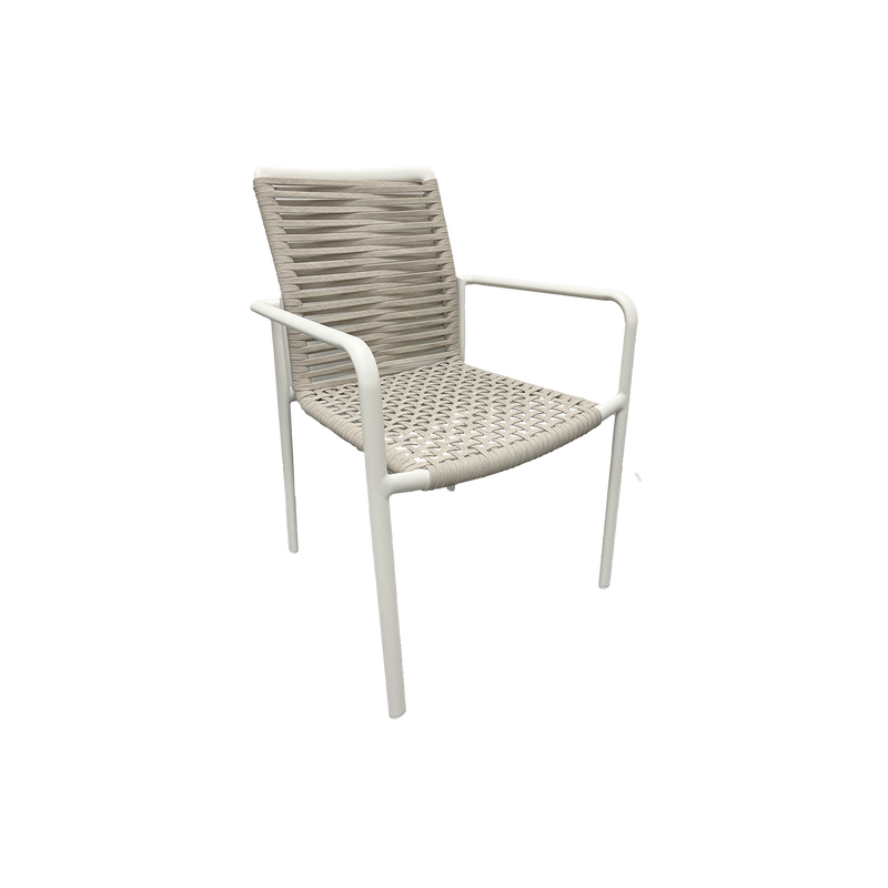 Sicily Outdoor Dining chair white frame with beige sling