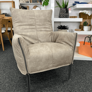 Hugo Steel Chair - NZ Made - Eastwood Taupe Fabric