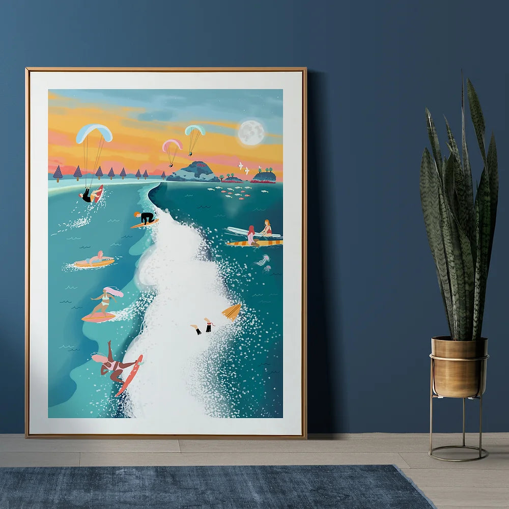 Sunset Surf Artwork Print