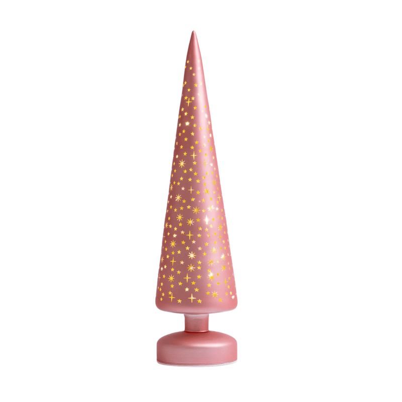 Table Top Christmas Tree - 35cm - Dusky Metallic Pink with Lights