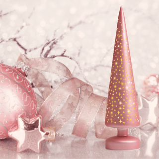 Table Top Christmas Tree - 35cm - Dusky Metallic Pink with Lights2