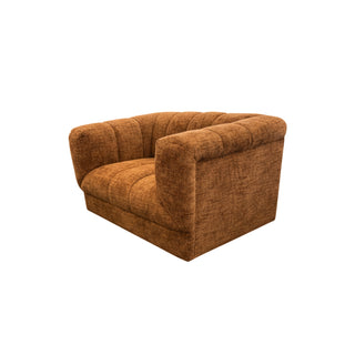 Brown upholstered corner chair on a white background