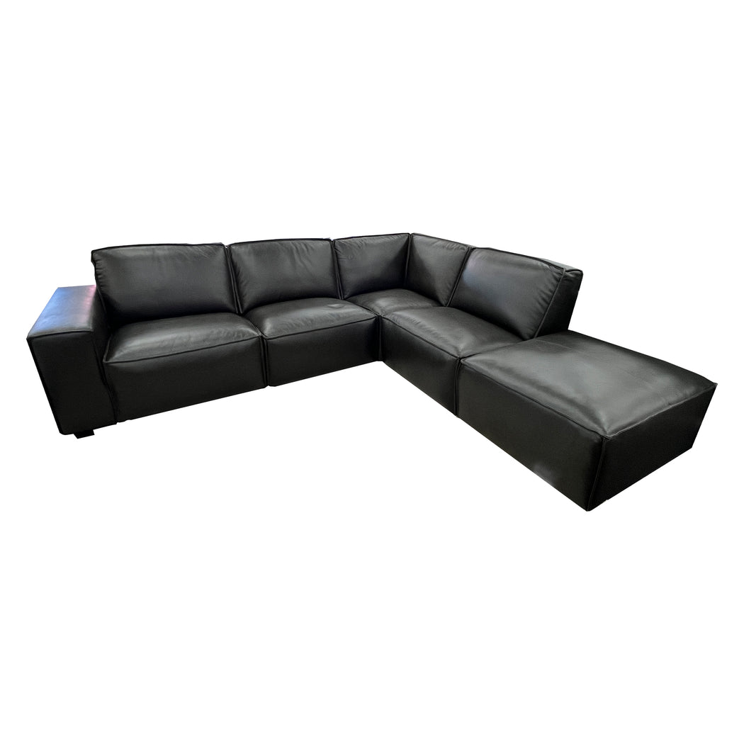 Tribeca 5pc Modular Suite Urban Sofa in Kings Road Charcoal Leather