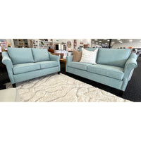 Flora Lounge Suite with Rolled Arms in Aston Seafoam fabric