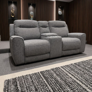 Denburn 3pc Cinema Set - Power Recliners and Headrests - Urban Sofa - Milan Granite Fabric