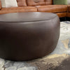 Loft Medium Round Ottoman 82cm - Urban Sofa Cat 20 B802 Gold Choc Brown Leather - dia. 82cm H.39cm