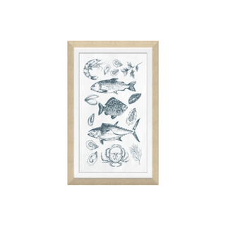 Wall Art -  Sea Food Print - Framed Print w Natural Frame - 120x80cm