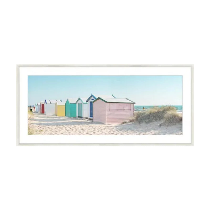 Wall Art - Beach Huts with White Frame