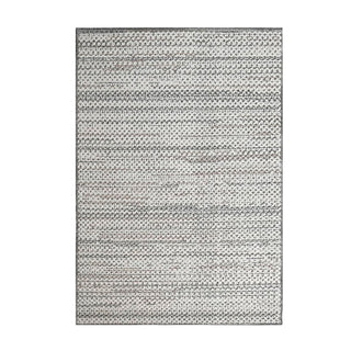 Gray and white textured area rug on a white background