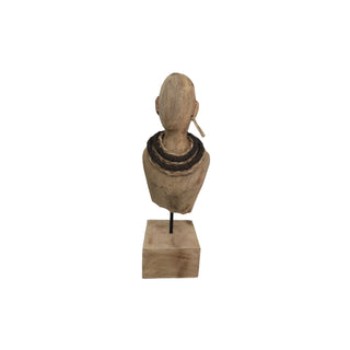 Wooden Bust Lady with Earring 