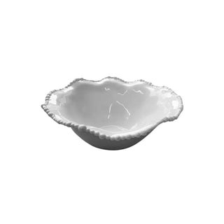Melamine pearl bowl 20cm – white medium bowl with beaded edge design