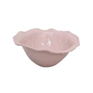 Melamine pearl bowl 36cm – French Pink large round serving bowl with beaded edge