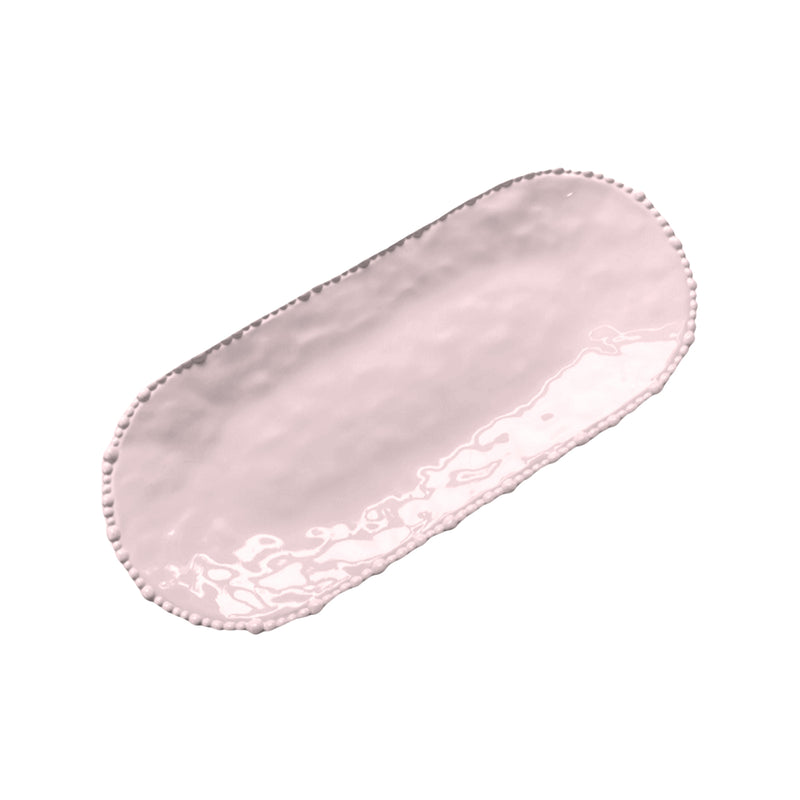 Melamine pearl platter 53cm – French Pink oval serving platter with beaded edge design