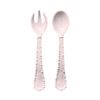 Melamine pearl salad servers French Pink – fork and spoon set with beaded handles