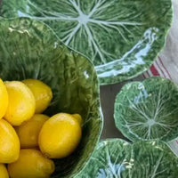 Detailed green cabbage design on 40cm round melamine platter – lightweight and shatter-resistant