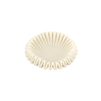 Small cream pleated decorative bowl with sculptural ripple design