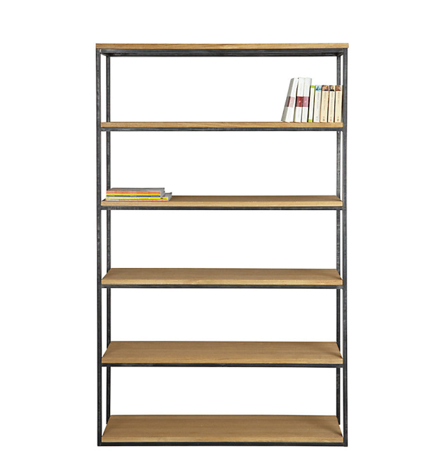 Calia Wide Bookcase - Oak & Iron
