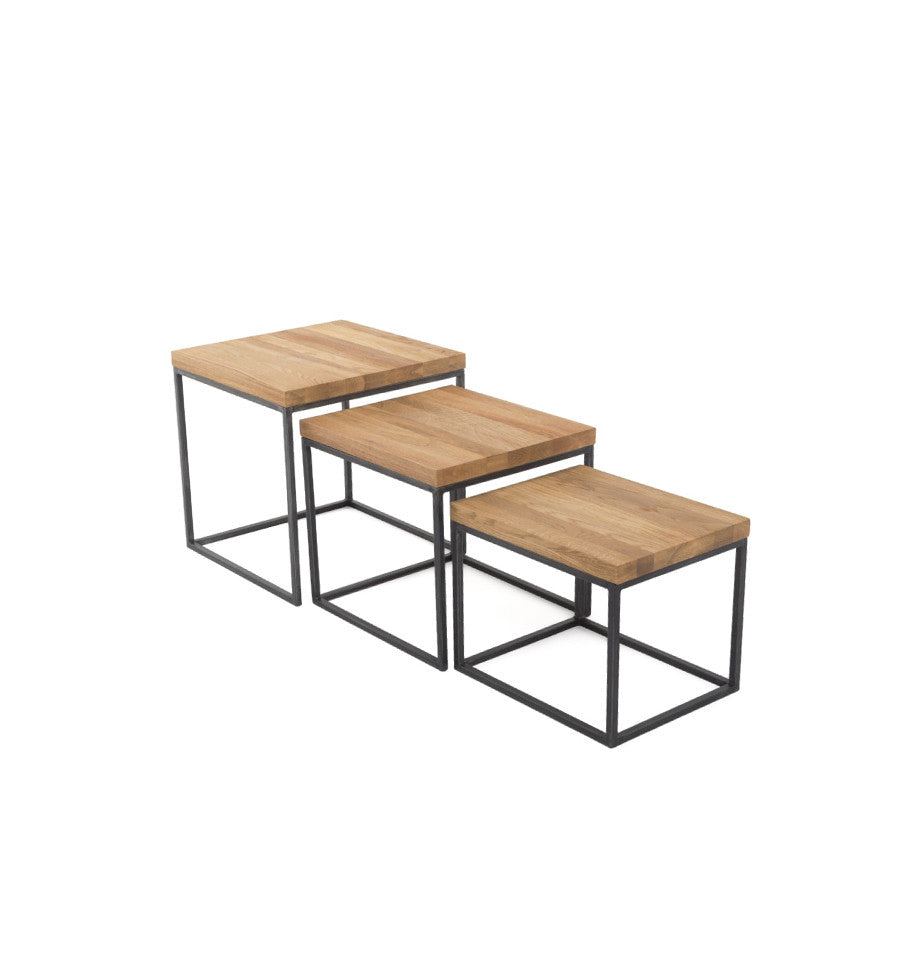Calia Nest of Side Tables Oak Side Table Nesting Tables FURNISH