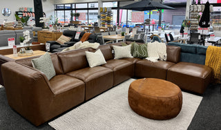 Arletta Brown Leather Corner Lounge Suite Modular
