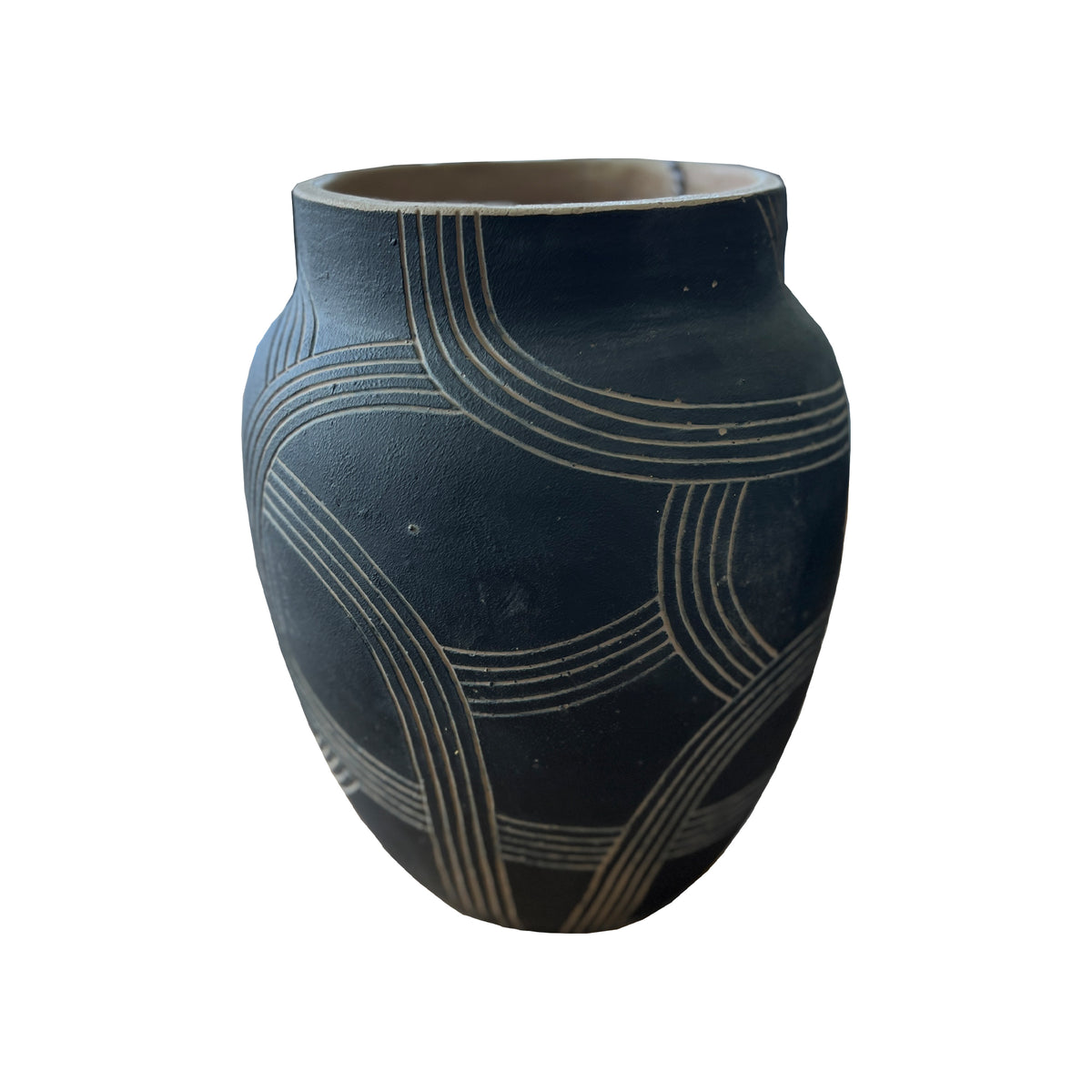 Atrani Cement Vase 32cm - Black/Natural
