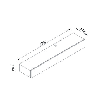 Bondi Floating Entertainment Unit 2200 - High Gloss White - Dimensions
