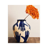 Broste Ada Mime Blue & Grey Vase with Hand motif