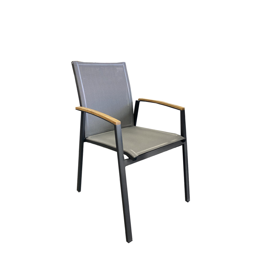 Cairo Outdoor Dining Chair - Charcoal Powder Coated Aluminium/Teak