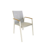Cairo Outdoor Dining Chair - White Powder Coated Aluminium/Teak