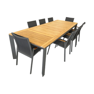 Cairo Grove 9 Piece Outdoor Dining Set with Extendable Teak & Aluminium Table