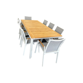 Grove/Cairo Outdoor Ext 9pce -  220/280x100 - White & Teak