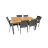 Cairo/Grove 7Piece Extendable Outdoor Dining Set in Charcoal Powder Coated Aluminium with a Teak Table Top