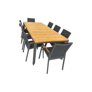 Cairo Grove 9 Piece Outdoor Dining Set with Extendable Teak & Aluminium Table