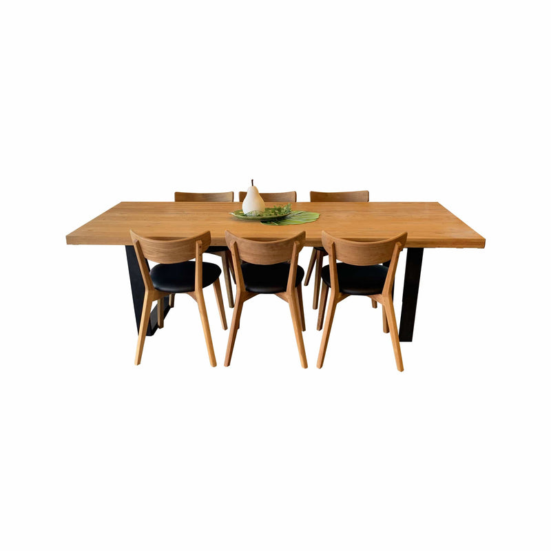 Calia Dining Table Combo with 6 Pisa Oak chairs