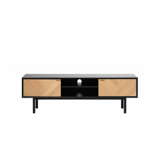 Calvi TV Entertainment Unit - Natural Oak + Black MDF
