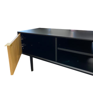 Calvi TV Entertainment Unit - Natural Oak + Black MDF