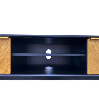 Calvi TV Entertainment Unit - Natural Oak + Black MDF