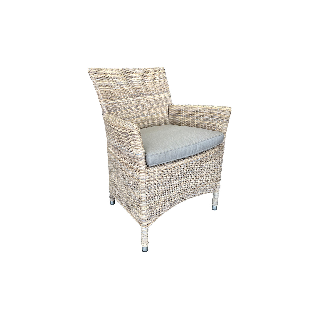 Cayman Outdoor Dining Chair - German Rehau Wicker - Urecel Quickdry Foam & Sunbrella Outdoor Specific Fabric