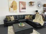 Chester Corner Sofa Chaise in Black Leather.