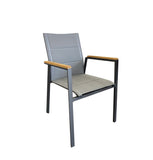 Copenhagen Outdoor Dining Chair - Charcoal Powder Coated Aluminium/Teak