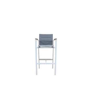 Copenhagen Outdoor Bar Chair - Powder Coated Aluminium White/Teak - Furnish