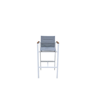 Copenhagen Outdoor Bar Chair - Powder Coated Aluminium White/Teak - Furnish