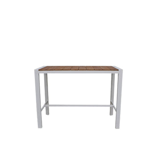 Copenhagen Outdoor Bar Table 1500 - White Powder Coated Aluminium/Teak