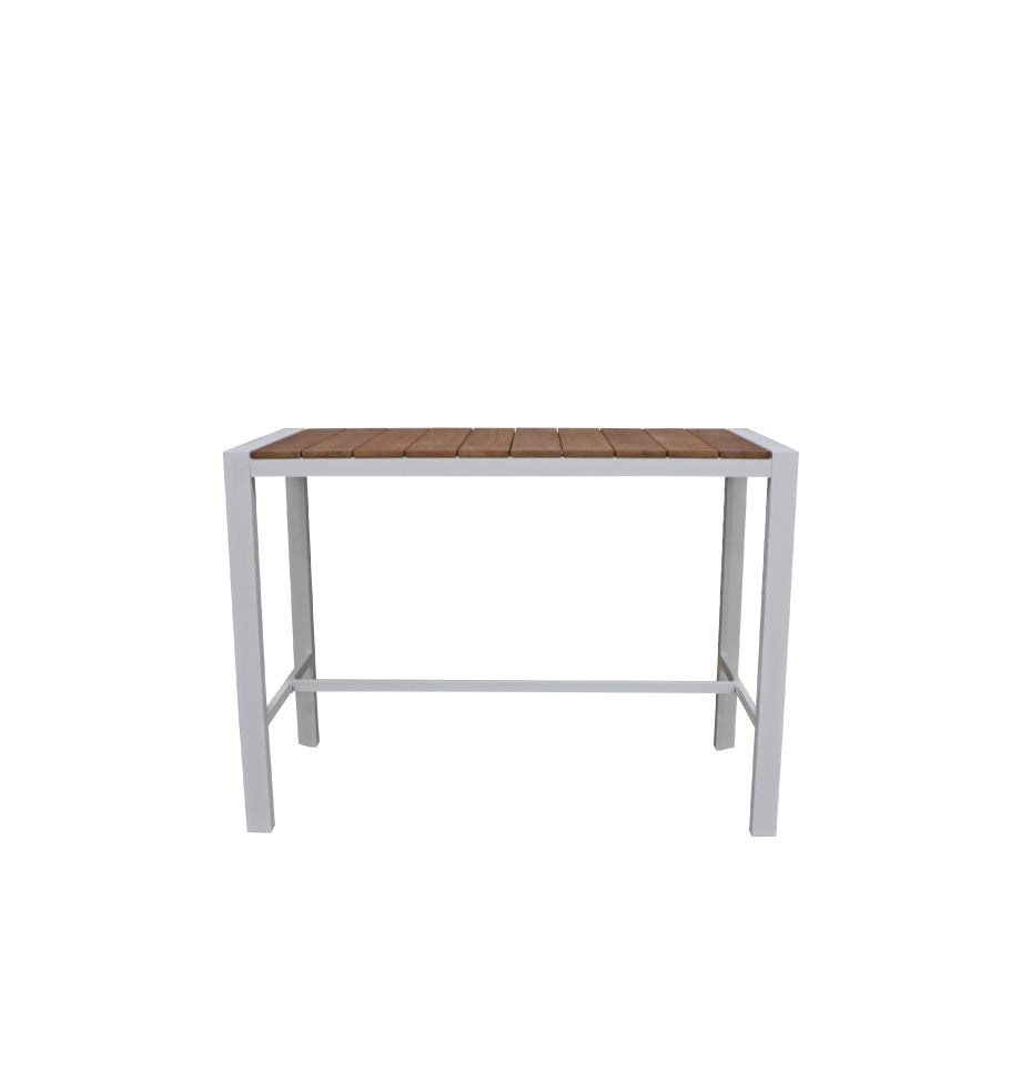Copenhagen Outdoor Bar Table 1500 - White Powder Coated Aluminium/Teak