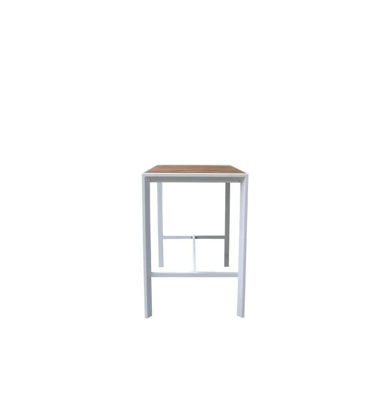 Copenhagen Outdoor Bar Table 1500 - White Powder Coated Aluminium/Teak