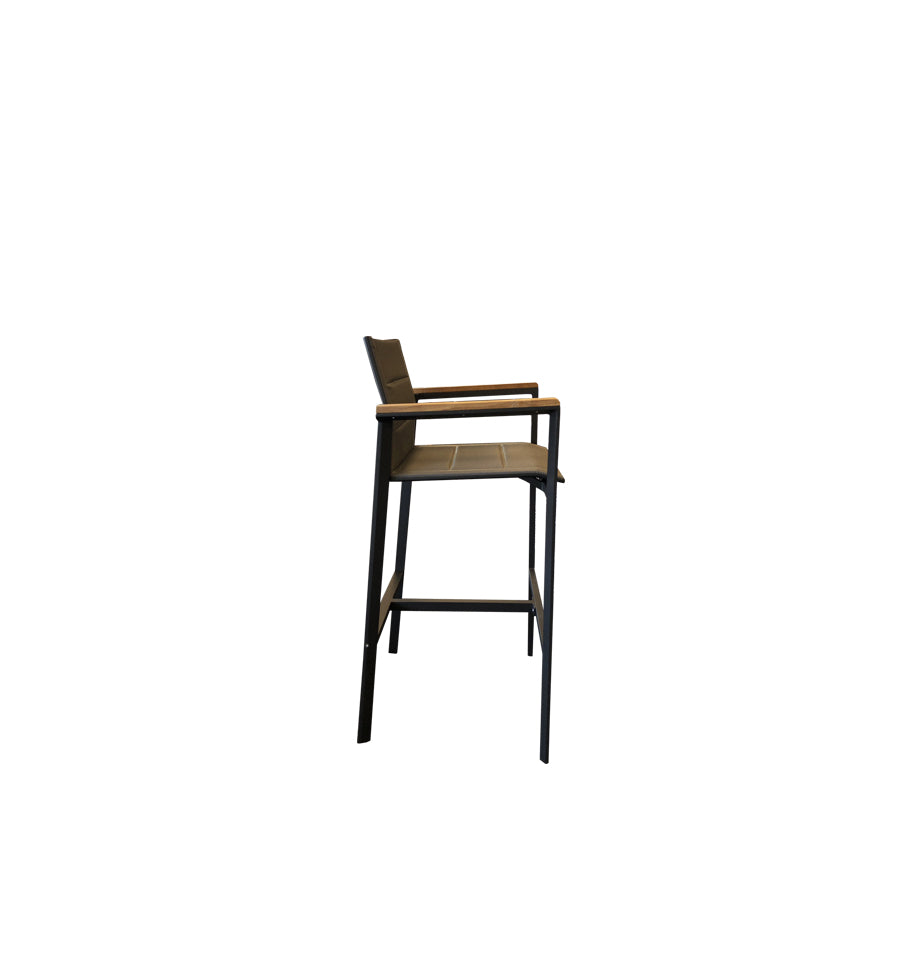 Copenhagen Outdoor Bar Chair - Powder Coated Aluminium Charcoal/Teak - Furnish